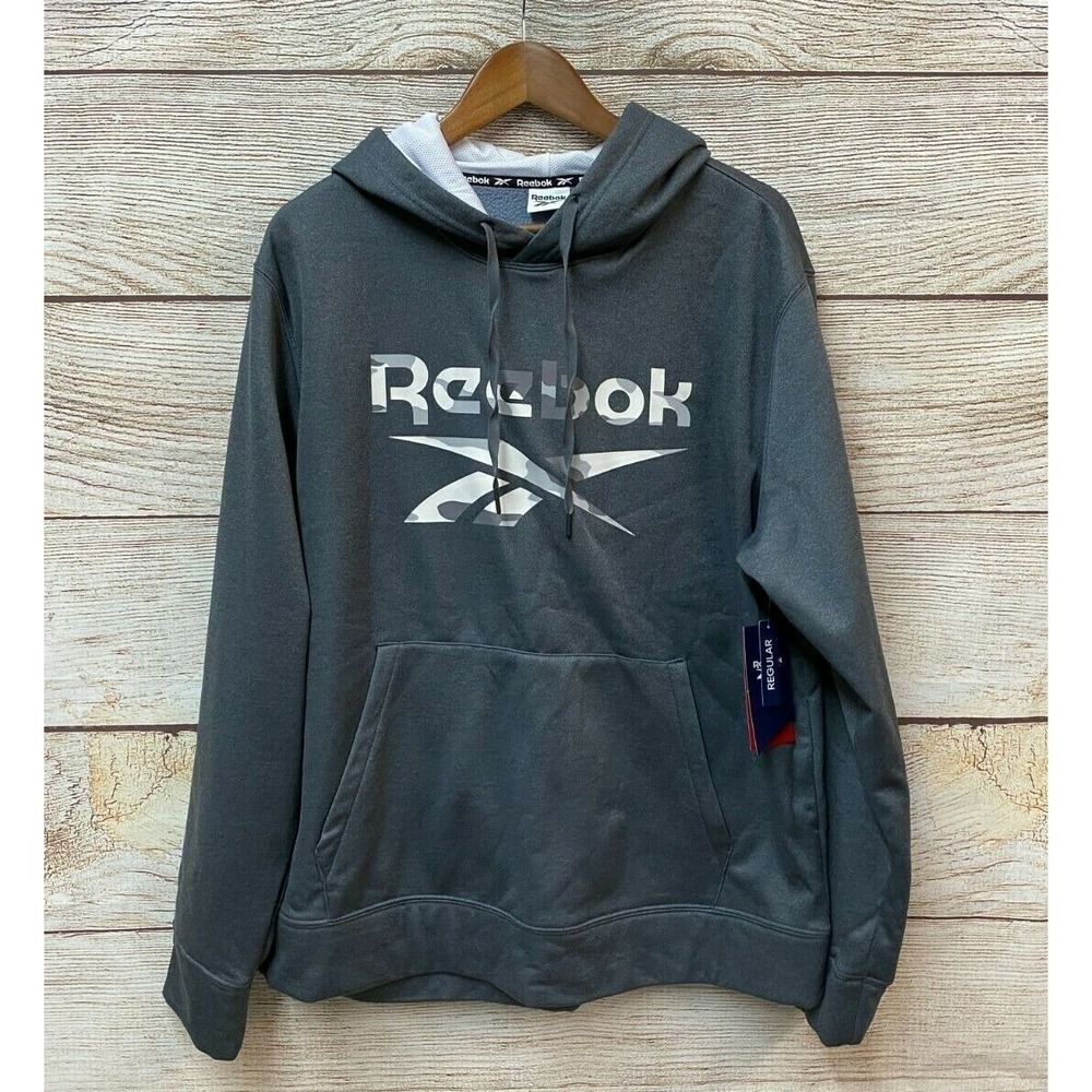 Reebok Training Hoodie Sweatshirt Mens Medium E Heather Pullover Fleece Camo New
